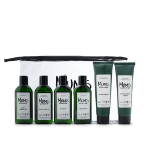 Стартов комплект Mums With Love: Mums With Love хидратиращ лосион за тяло 100 мл + Mums With Love шампоан за коса за почистване 100 мл + Mums With Love душ гел за всички типове кожа 100 мл + Mums With Love почистващо олио за вана 100 мл + Happy Cheeks възстановяващ крем за лице 100 мл + Mums With Love възстановяващ крем за лице 100 мл + Mums With Love текстилна чантичка тоалетни принадлежности за жени