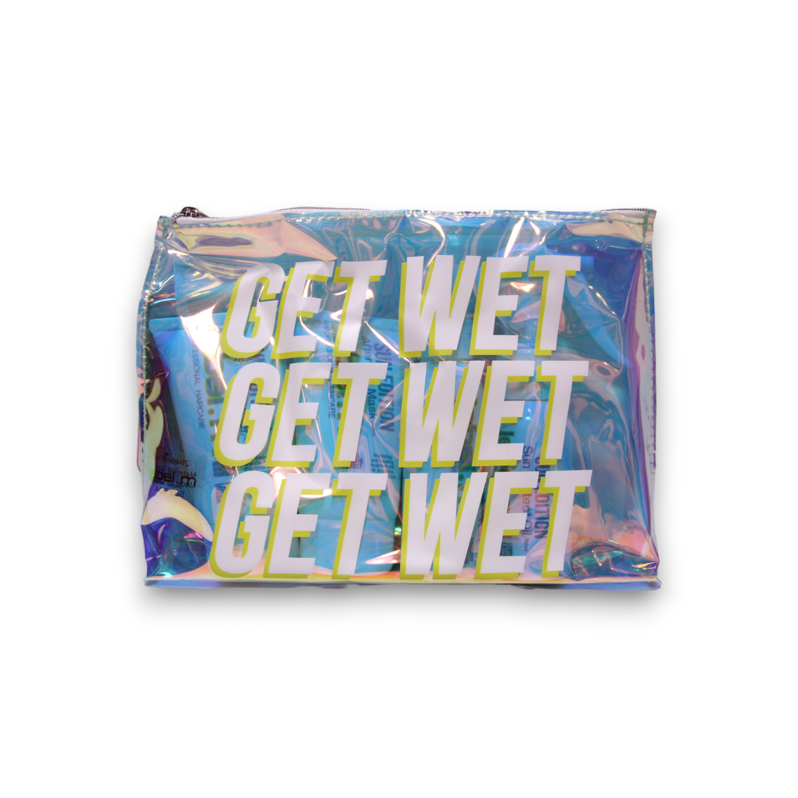 Комплект Get Wet Sun Edition Label.M: Sun Editon UV филтър лак за коса за укрепване 50 мл + Sun Editon UV филтър масло за коса възстановяващо блясъка и сиянието 60 мл + Sun Editon UV филтър шампоан за коса за хидратация 60 мл + Sun Editon UV филтър крем-маска за коса за подхранване 60 мл