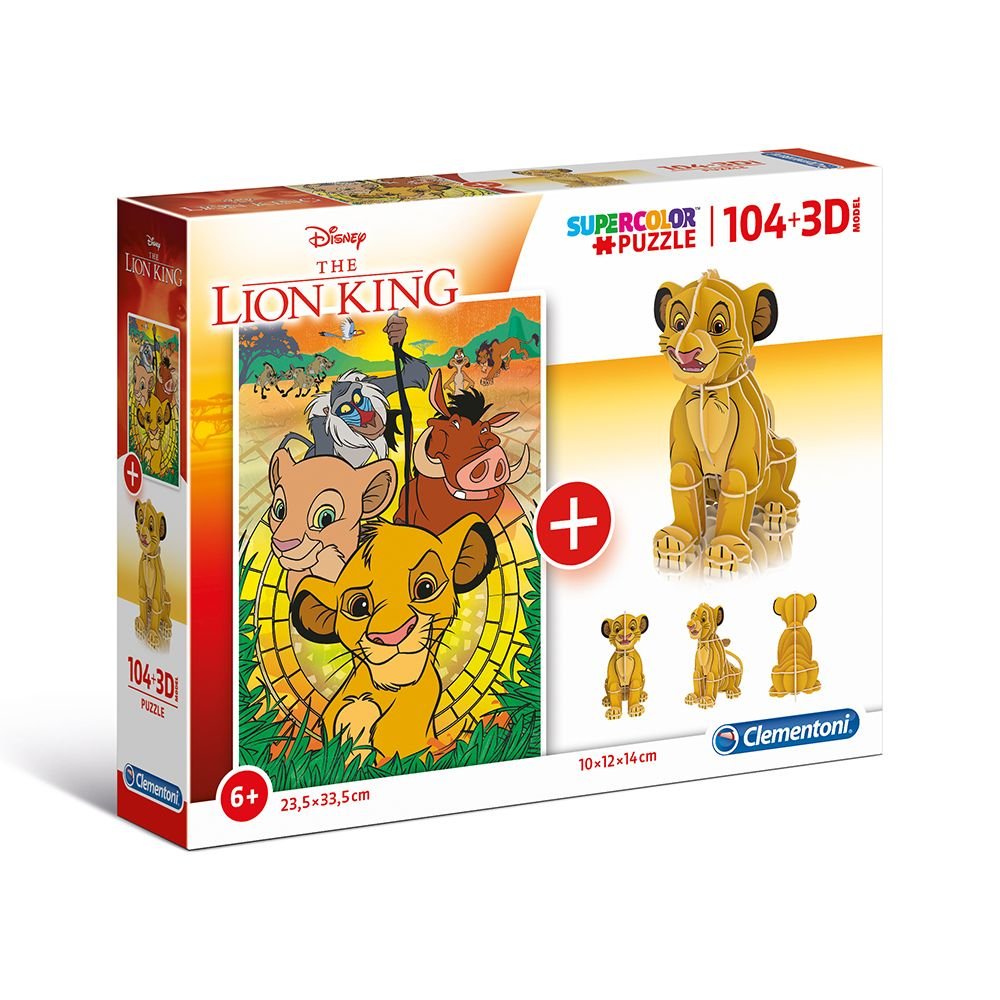Clementoni SuperColor Цар Лъв 3D Пъзел Унисекс 6+ години 104 части