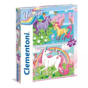 Комплект Дуо Clementoni Supercolor Вярвам в еднорози Пъзел За момичета 3+ години 2 x 20 части