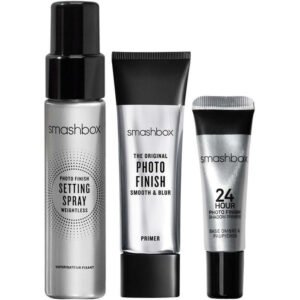 Комплект Smashbox: Photo Finish матов финиш течен грунд 12 мл + Photo Finish фиксиращ спрей 30 мл + Photo Finish основа за сенки за очи 7 мл
