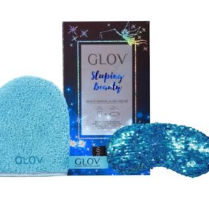 Комплект Glov Sleeping Beauty Glov: Sleeping Beauty маска за сън синя + Sleeping Beauty текстилна ръкавица за премахване на грим еластична синя