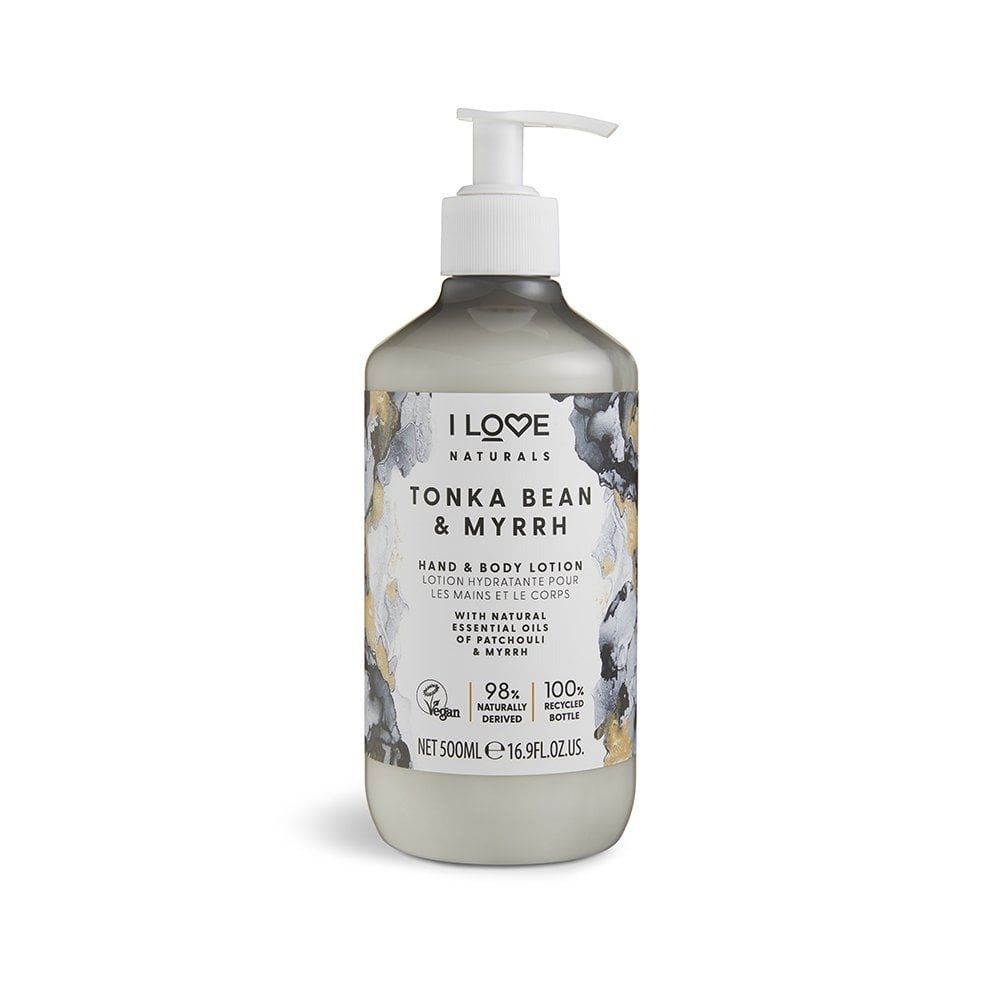 I Love Naturals Collection Веган Хидратиращ и омекотяващ Тонка боб и смирна Лосион За ръце и тяло 500 мл