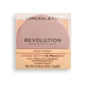 Makeup Revolution Conceal & Fix Vegan Пудра за фиксация на тена Deep Honey 13 г