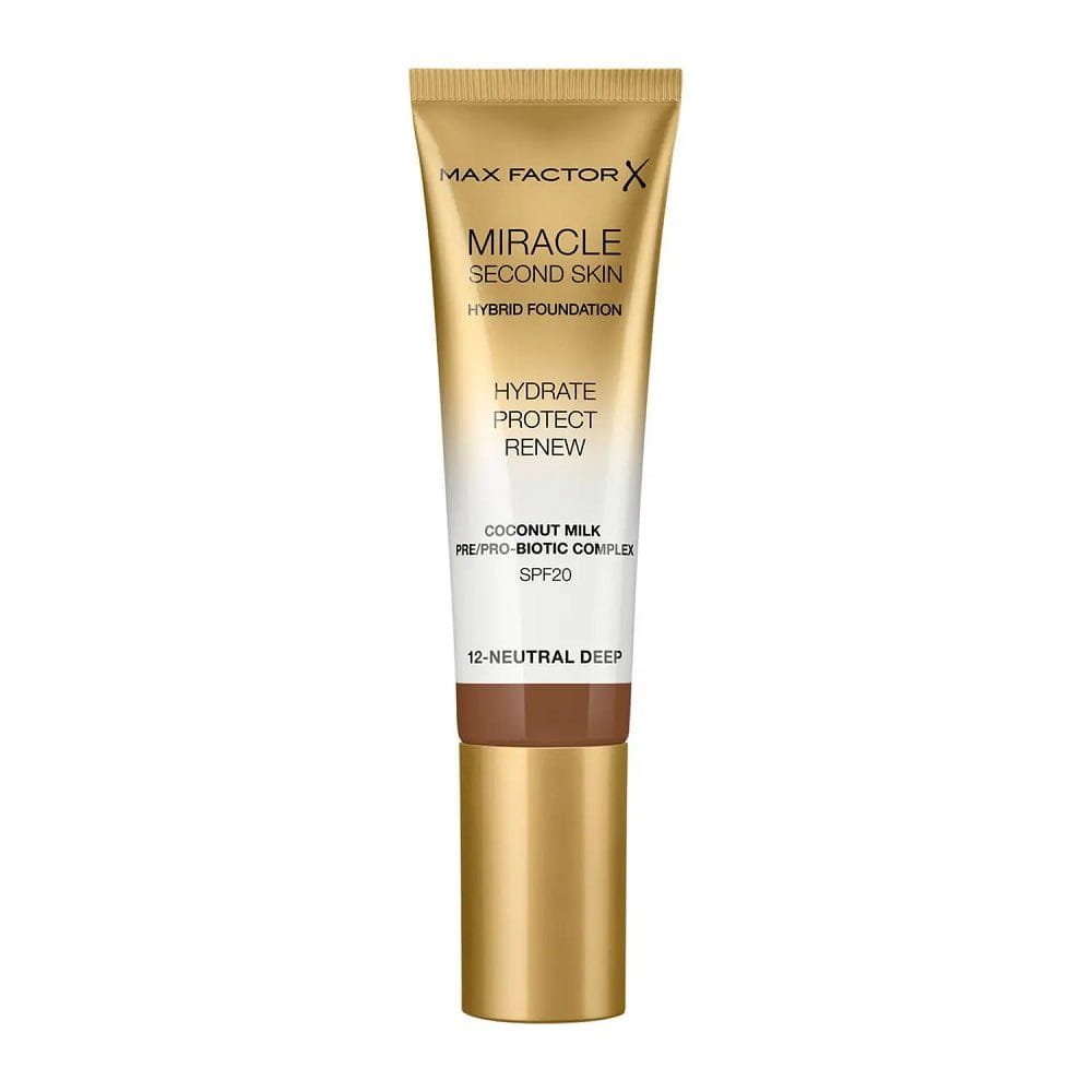 Max Factor Miracle Second Skin Хидратиращ Течен фон дьо тен 12 Deep Neutral SPF 20 30 мл