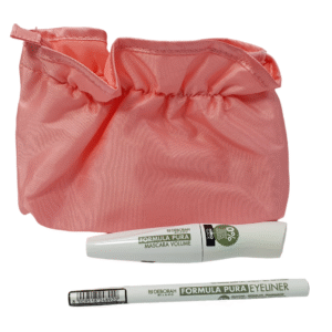Комплект Deborah: Formula Pura Спирала за обем Черна 12 мл + Formula Pura Гел молив за очи Черен 1.5 г + Текстилна чантичка за грим Розова