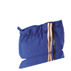 Комплект Deborah: Спирала за обем Instant Maxi Volume черна 11 мл + 24 Ore Extra гел молив за очи черен 1.5 г + текстилна чантичка за грим синя