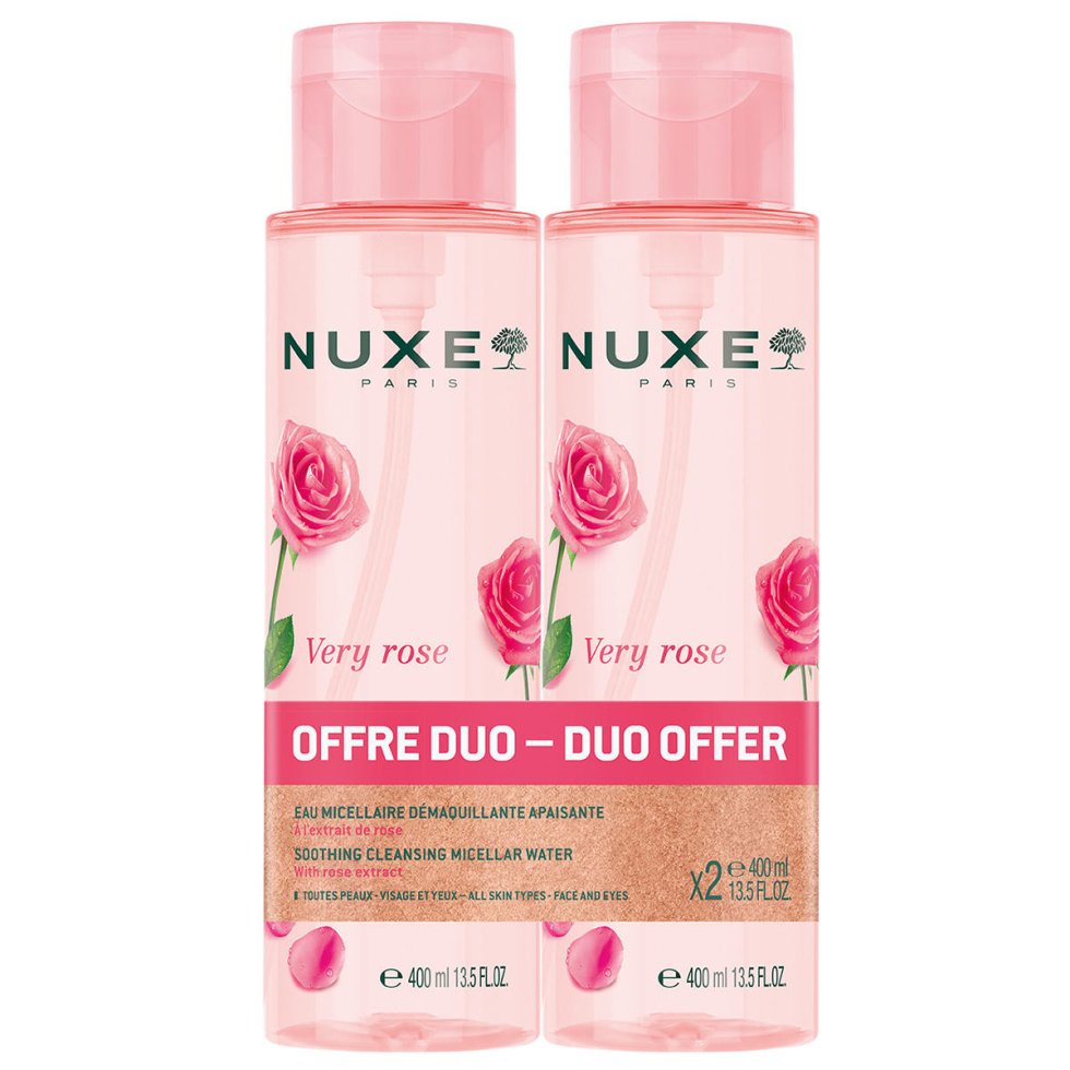 Комплект Duo Nuxe Very Rose Почистваща и успокояваща Мицеларна вода За чувствителна кожа 2 бр. 400 мл