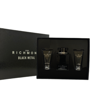 Комплект John Richmond: Black Metal Натурален Почистващ Душ гел 50 мл + Black Metal Лосион за тяло 50 мл + Black Metal Парфюмна вода За мъже 100 мл