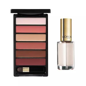 Комплект L'Oreal Paris: Color Riche La Palette Matte палитра за устни цвят Nude 6 г + Color Riche Le Vernis лак за нокти 961 Silky Fawn 5 мл