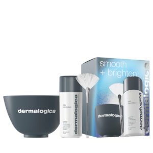 Комплект за изглаждане и озаряване Dermalogica: Ежедневен микрофолиант ексфолиращ ексфолираща пудра 74 г + Маска за лице четка за многократна употреба + Dermalogica пластмасова купа за смесване на бои сива