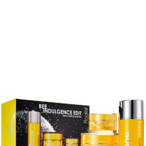 Комплект за редактиране Bee Indulgente Rodial: Пчелна отрова хидратиращ крем за лице 50 мл + Пчелна отрова изсветляващ крем за очи 25 мл + Пчелна отрова премахва замърсявания почистващ балсам за лице 100 мл