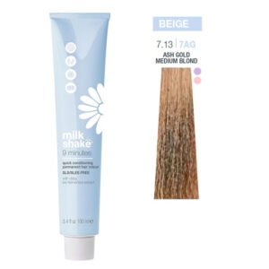 Млечен шейк 9 минути перманентна боя за коса 7.13 Златисто пепеляво русо 100 мл