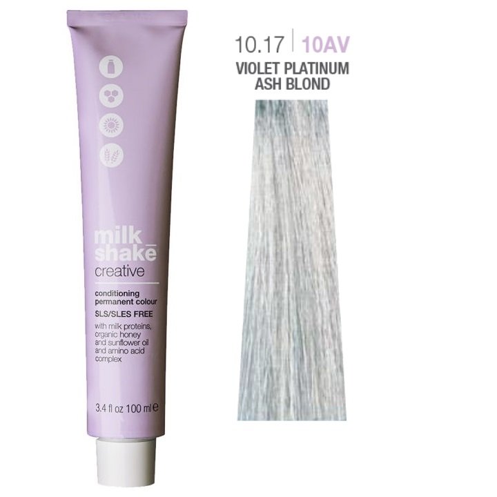 Milk Shake Creative SLS/SLES-Free перманентна боя за коса 10.1710AV Виолетово платинено пепеляво русо 100 мл