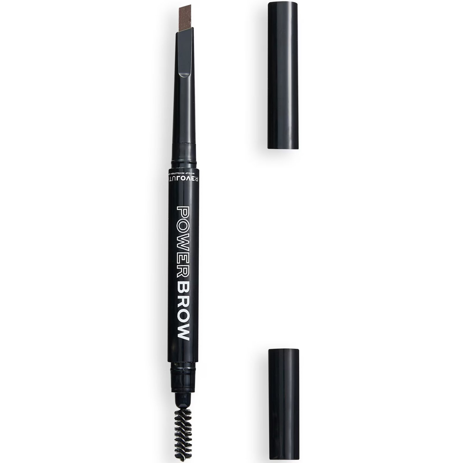 Relove By Revolution Power Brow двустранно оформящ се кремообразен молив и четка за вежди 2 в 1 кафяв 0.3 г