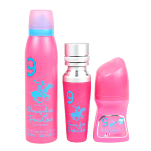 Комплект Beverly Hills Polo Club: No. 9 Парфюм За жени 50 мл + No. 9 Антиперспирант Дезодорант Рол-он За жени 50 мл + 1982 - Sport 9 Свежест Спрей за тяло 150 мл