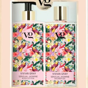 Комплект Vivian Gray: Sensual Jasmine омекотяващ душ гел за всички типове кожа 350 мл + Sensual Jasmine хидратиращ лосион за тяло 350 мл