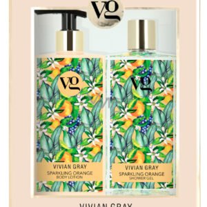 Комплект Vivian Gray: Искрящ портокал почистващ и хидратиращ душ гел за всички типове кожа 350 мл + Искрящ портокал хидратиращ лосион за тяло 350 мл